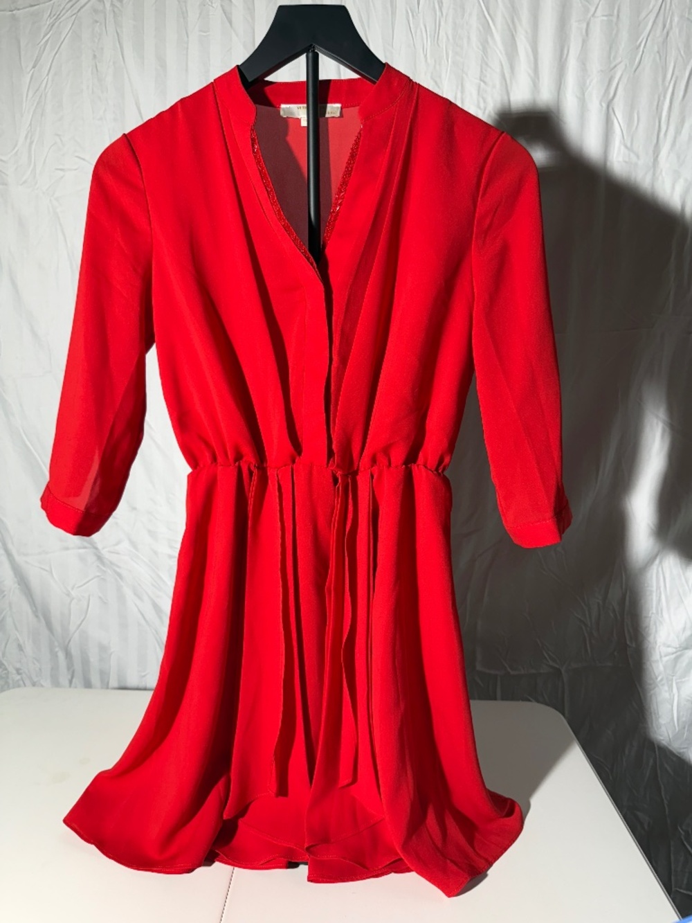 Vero Moda Classic Red Beaded Trim Long Sleeve Dress Size 6